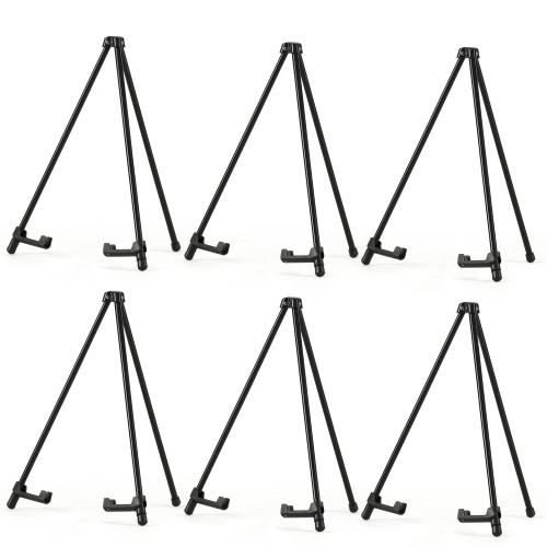 Somime 14" High Tabletop Instant Display Easel - Black Steel Small Tripod Easel Stand with Adjustable Holders for Pictures, Paintings, Posters and Store Signs(6 Pack)