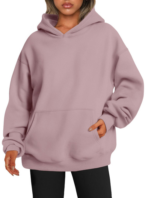 EFAN Womens Oversized Hoodies Sweatshirts Long Sleeve Shirts Fleece Jackets Sweaters With Pockets Loose Fit Pullover Fall Clothes Fashion Winter Outfits Y2k Teen Girls Darkpink