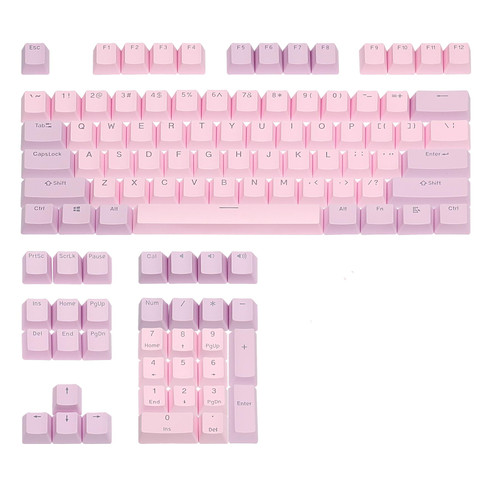 Happy Balls Keycaps Backlit PBT Cherry MX Keycap Set Doubleshot OEM Profile Translucent with Keycap Puller for US Layout 61 87 104 108 MX Switches Mechanical Keyboard (Pink Purple Kit)