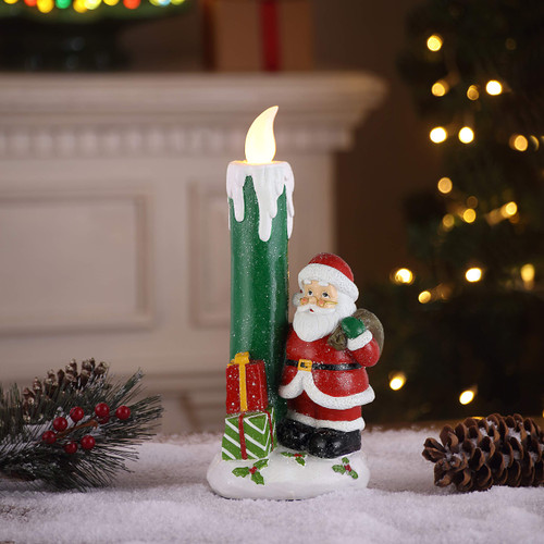 Mr. Christmas Nostalgic Candle-Santa Christmas Decoration, Red