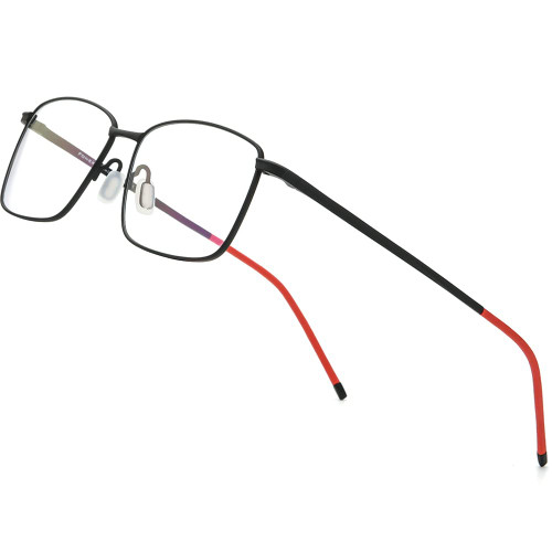 FONEX Titanium Glasses Frame Men,Rimless Square Eyeglasses Frameless Myopia Optical Eyewear 8557 (F85705 Black)