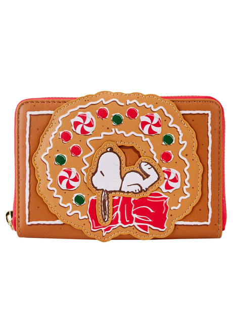 Loungefly Peanuts Snoopy Gingerbread Wreath Scented Zip Around Wallet