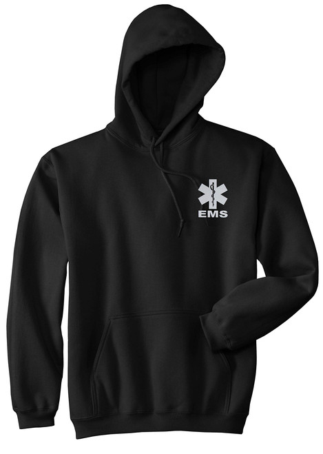 Smart People Clothing EMS Hoody, Reflective Logo Soft Fabric, Medical Emergency, First Responder (Black, Large)