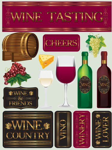 Reminisce Signature Series 3-Dimensional Sticker, Wine Tasting