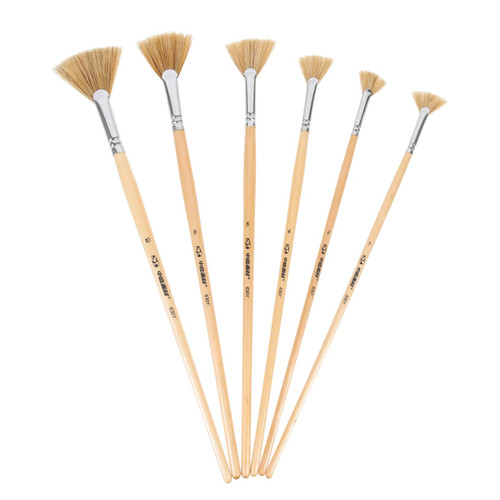 MAGICLULU 24 Pcs Oil Paintbrush Fan Paint Art Paint Brushes Watercolor Painting Brushes Suit for Kids Fan Shaped Painting Brush Fan Brush Acrylic Gouache Nickel-Plated Copper Tube Child