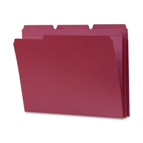Smead 13084 File Folders 1/3 Cut Reinforced Top Tab Letter Maroon 100/Box