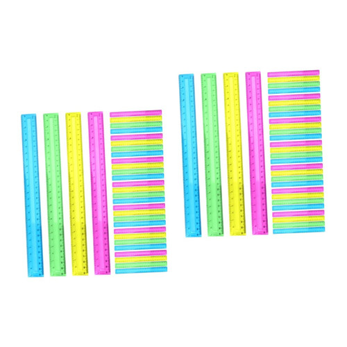 iplusmile 64 Pcs Transparent Ruler Set Plastic Ruler Colored Ruler Clear Ruler Bulk Rulers Drawing Rulers for Kids Ruler for School Straight Ruler Metric System Tool Supplies Small Ruler