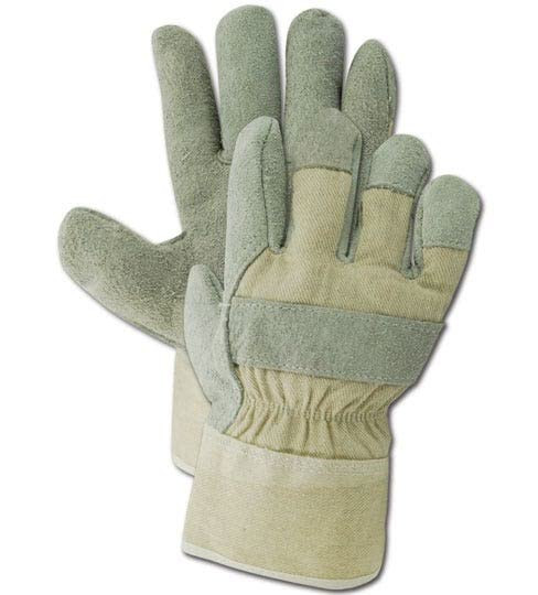 MAGID DuraMaster TB725IEWB Glove | Leather Economy Gloves with a Cow Split Leather Palm, Wing Thumb & Polyethylene Cuff - Large, Gray (12 Pairs)
