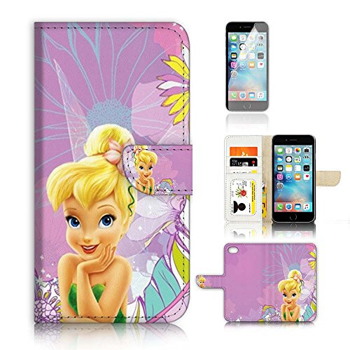 ( For iPhone 7 (4.7'))  Flip Wallet Case Cover and Screen Protector Bundle A8462 TinkerBell