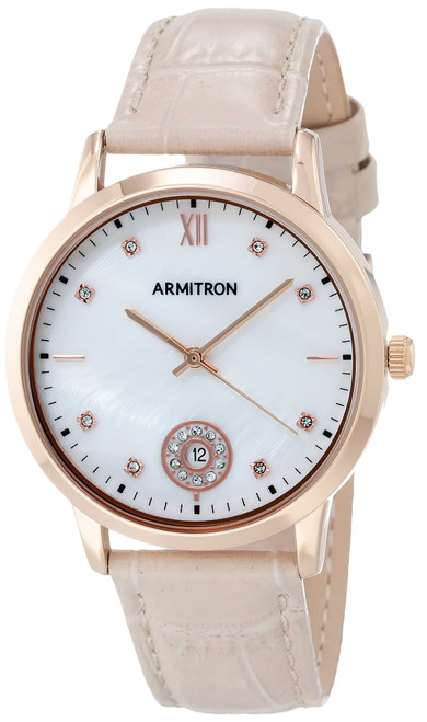 Armitron Adventure Women's Genuine Crystal Accented Date Function Croco-Grain Leather Strap Watch, 75/5834