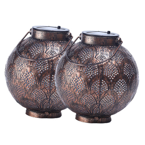 ORFOFE 2pcs Garden Hanging Lantern Garden Solar Lantern Solar Powered Garden lamp Solar Lights Courtyard Hanging Solar Lights Solar Hanging Lantern Outdoor Decor Outdoor Light LED Iron