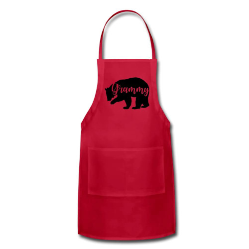 Grammy Apron - Grammy Bear Apron with Pockets - Grammy Gift red