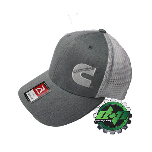 Dodge Cummins Trucker hat Richardson Light Gray Denim White mesh Flexfit LG/XL