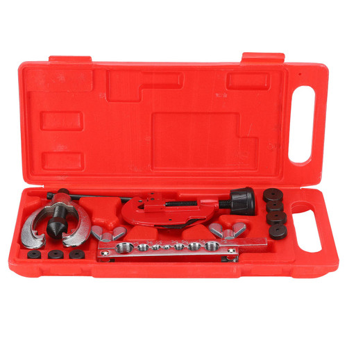 Flaring Tool Kit, 10Pcs Flaring Tool Kit Double Single Automotive Brake Line Tube Cutter 7 Dies CT?2029