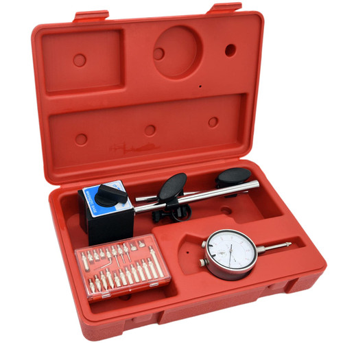 Dial Indicator, LIYYOO Dial Test Indicator Precision Measuring Gauge Tools Kit,with Magnetic Base and Point Precision Inspection Set, Long Arm 0-1" Tester Gage Gauge 0.001",Test Indicator