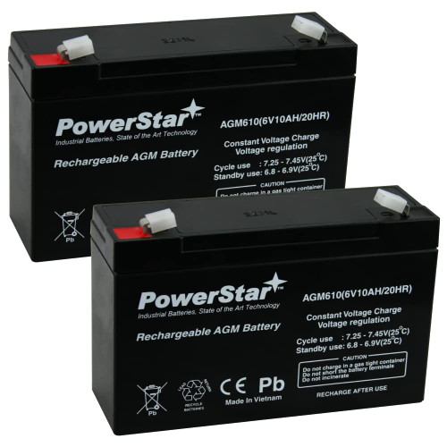 PowerStar2 Pack - 6V 10Ah UB6120 UPS Battery Replaces 10ah Enduring 3FM10 T2, 3-FM-10