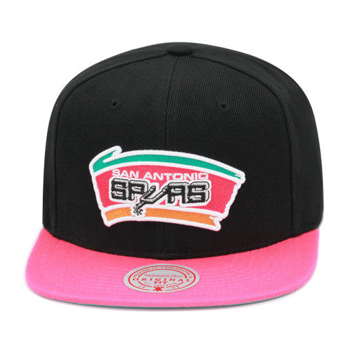 Mitchell & Ness San Antonio Spurs NBA Core Basic Snapback Hat Adjustable Cap - Black/Pink