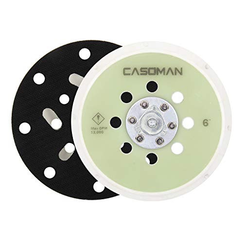 CASOMAN 150mm/6-Inch DA Backing Pad, 6" DA Polisher & Sander Pad, Hook & Loop Face, 5/16-24 Threads