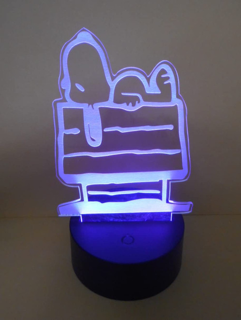 WS Designs Snoopy Sleeping on Roof 7 Tall Peanuts Charley Brown Laser Engraved 3D Effect Acrylic LED Desk Top Night Lamp