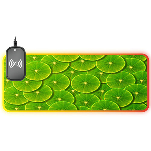 llsxi Wireless Charging Non-Slip Gaming Mouse Pad Desk Pad with 14 LED Light Modes,Large Game Mouse Pad Keyboard Mouse Mat,Desktop Computer Desk Pad M?11.81"x23.62"x0.12"?