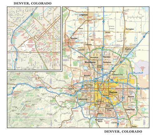 Denver, Colorado Wall Map, large - 22.75" x 19.5" Art Quality Print