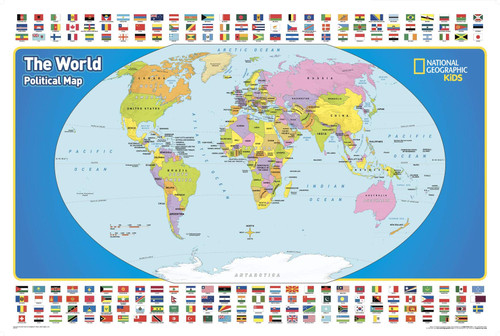 National Geographic The World for Kids Wall Map - 36 x 24 inches - Paper Rolled