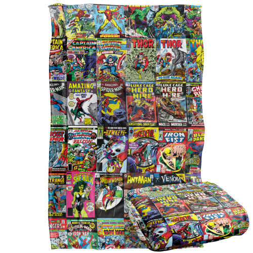 Marvel Marvel Comic Blanket, 36"x58", Misc. Comic Collage, Silky Touch Super Soft Throw Blanket