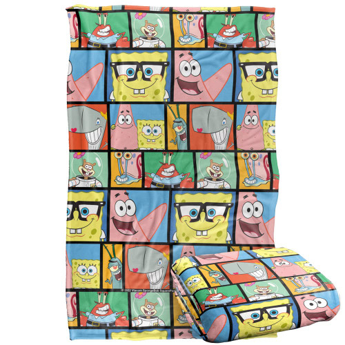 Spongebob Blanket, 36"x58" Spongebob Tile Pattern Silky Touch Super Soft Throw Blanket