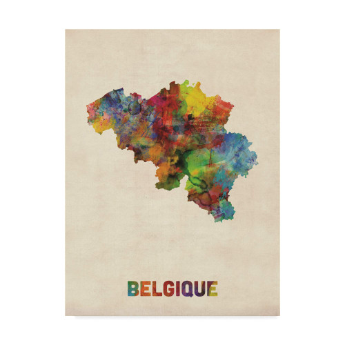 Trademark Fine Art Belgium Watercolor Map II by Michael Tompsett, 14x19 Trademark Fine Art Belgium Watercolor Map II by Michael Tompsett, 14x19