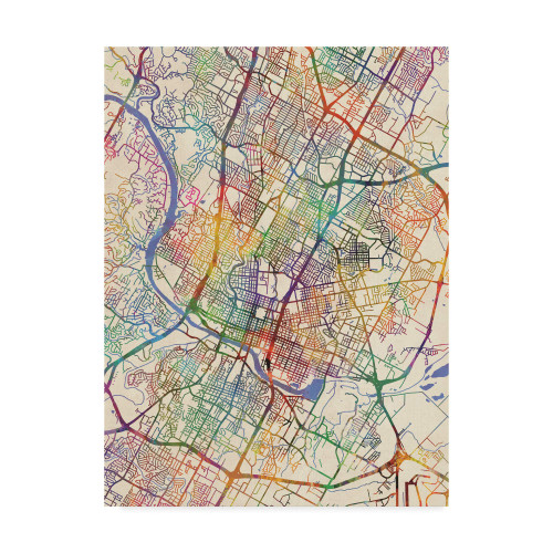 Trademark Fine Art Austin Texas City Map III by Michael Tompsett, 18x24
