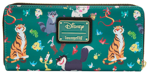 Loungefly Disney Wallet Princess Sidekicks All Over Print Zip Saffiano Faux Leather Clutch