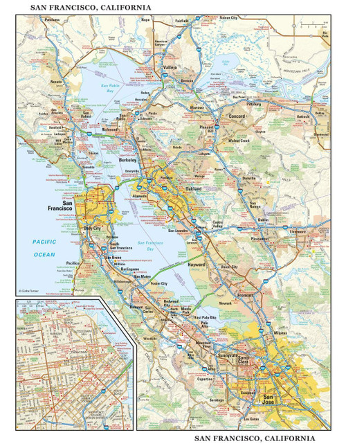 San Francisco, California Wall Map, Large - 22.75" x 29" Laminated San Francisco, California Wall Map, Large - 22.75" x 29" Laminated