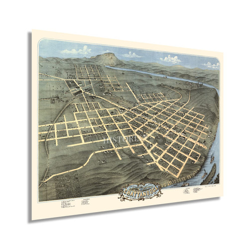 HISTORIX Vintage 1871 Chattanooga Tennessee Map - 18x24 Inch Old Chattanooga TN Map Poster - Bird's Eye View Map of Chattanooga Tennessee Wall Art HISTORIX Vintage 1871 Chattanooga Tennessee Map - 18x24 Inch Old Chattanooga TN Map Poster - Bird's Eye View Map of Chattanooga Tennessee Wall Art
