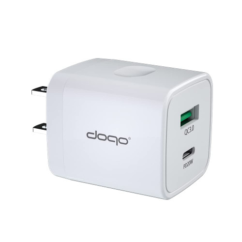 doqo Fast USB C Charger, 20W PD + Quick Charger Dual Port Type C Wall Charger Block Plug Compatible with iPhone 13/13 Mini/13 Pro Max/12 Mini/12 Pro Max/11/XS/XR/X/8, iPad, AirPods Pro Max