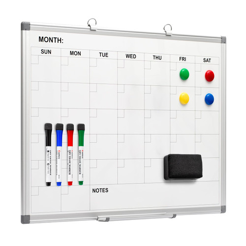 Comix Magnetic Dry Erase Calendar Whiteboard, 24 x 18 Inches Monthly Calendar Dry Erase Board for Wall, Aluminum Frame Planner White Board with Dry Erase Markers, Dry Erase Eraser, Magnets