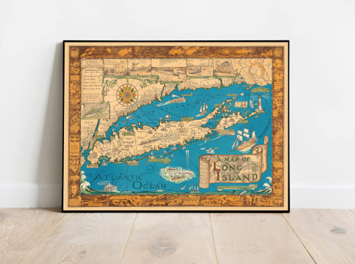 Historic Map - A Vintage Map of Long Island, New York by Courtland Smith, 1933, Unframed Rustic Wall Art, Antique Reproduction Poster, - Vintage Wall Art - 24in x 18in Historic Map - A Vintage Map of Long Island, New York by Courtland Smith, 1933, Unframed Rustic Wall Art, Antique Reproduction Poster, - Vintage Wall Art - 24in x 18in