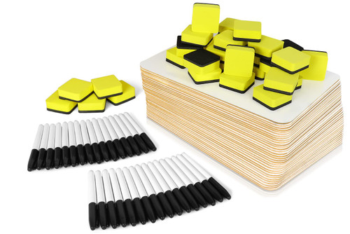 Dry Erase Lapboards, HERKKA 32 Pack Double Sided Dry Erase Lap Boards 9 x 12.5 Inch, 32 Markers, 32 Erasers, Small Dry Erase Boards for Kids Students Classroom Teacher Supplies