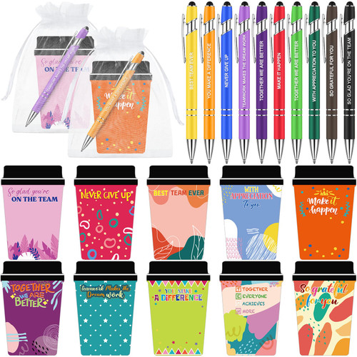 Kosiz 30 Set Employee Appreciation Gifts Bulk Appreciation Coffee Cup Notepad Motivational Sticky Notes with Ballpoint Pens Inspirational Notepad Thank You Gifts for Coworkers Team Women Teacher