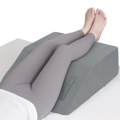 Forias Leg Elevation Pillow for Swelling After Surgery 8" Leg Pillows for Sleeping Memory Foam Wedge Pillow for Legs Circulation Leg Pillow Elevation for Sciatica Knee Hip Back Pain Relief, Grey Forias Leg Elevation Pillow for Swelling After Surgery 8" Leg Pillows for Sleeping Memory Foam Wedge Pillow for Legs Circulation Leg Pillow Elevation for Sciatica Knee Hip Back Pain Relief, Grey