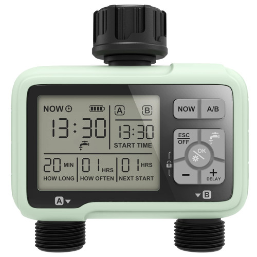 Yomile Sprinkler Timer, Programmable Water Timer with Rain Delay/Manual/Child Lock Automatic Irrigation System Hose Timer for Garden Faucet, Outdoor Irrigation Timer Controller (Light Green)