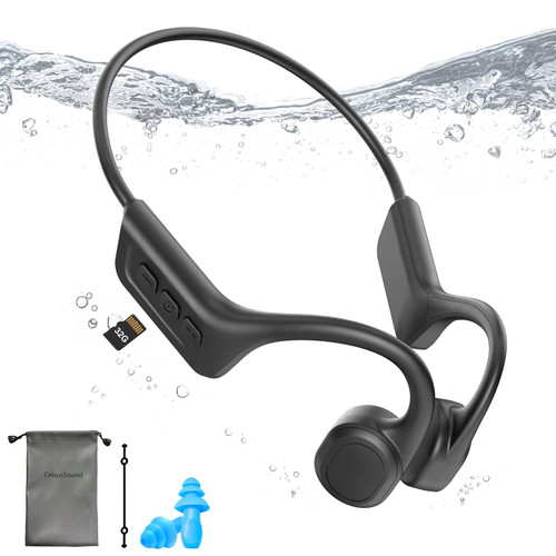 Pinetree Bone Conduction Headphones - IPX8 Waterproof Swimming Headphones Built-in 32G Player Memory, Open Ear Headphones Wireless Bluetooth 5.3 with Mic for Swimming Running