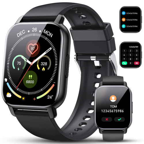 Smart Watch with Bluetooth Call, 1.85" Smart Watches for Men Women, 112 Sport Modes Fitness Tracker with Heart Rate Sleep Monitor, IP68 Waterproof Fitness Watch Smartwatch Compatible Android iOS