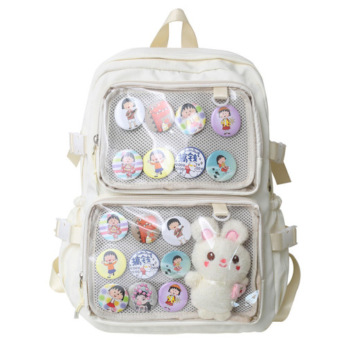 Arcoyard Ita Bag Backpack with insert Pin Kawaii Cute Display Backpack for Anime Cosplay Women, White