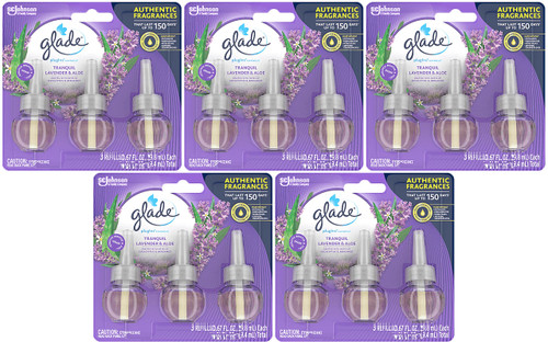 Glade PlugIns Refills Air Freshener, Scented and Essential Oils for Home and Bathroom, Tranquil Lavender & Aloe, 6.7 Fl Oz, 15 Count (Packaging May Vary) (Tranquil Lavender & Aloe)