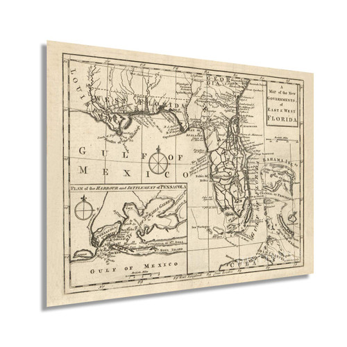 HISTORIX Vintage 1763 East & West Florida Map - 18x24 Inch Vintage Map Wall Art - A Map of the New Governments Vintage Florida Map - Florida Map Wall Art - Vintage Florida Poster