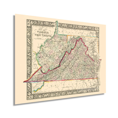 HISTORIX Vintage 1863 Virginia and West Virginia Map - 18x24 Inch Vintage Map of Virginia Poster and West Virginia Wall Map - Old County Map of Virginia and West Virginia HISTORIX Vintage 1863 Virginia and West Virginia Map - 18x24 Inch Vintage Map of Virginia Poster and West Virginia Wall Map - Old County Map of Virginia and West Virginia