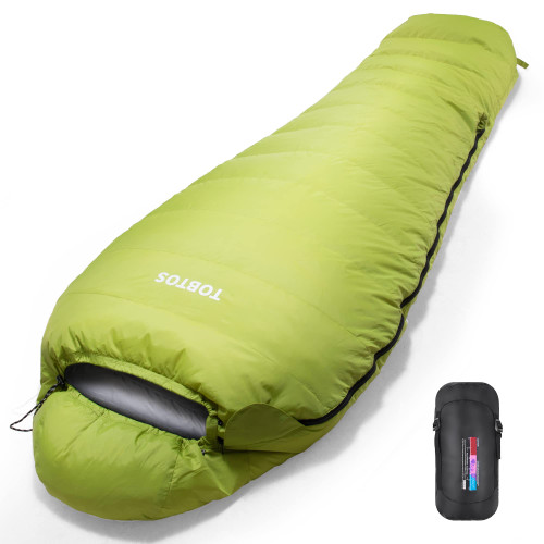 TOBTOS Mummy Sleeping Bag, 4 Season Warm & Cold Weather Camping Sleeping Bag for Adults, Lightweight Backpacking Sleeping Bag with Compression Sack for Camping, Outdoor, Hiking, Backpacking (Green)