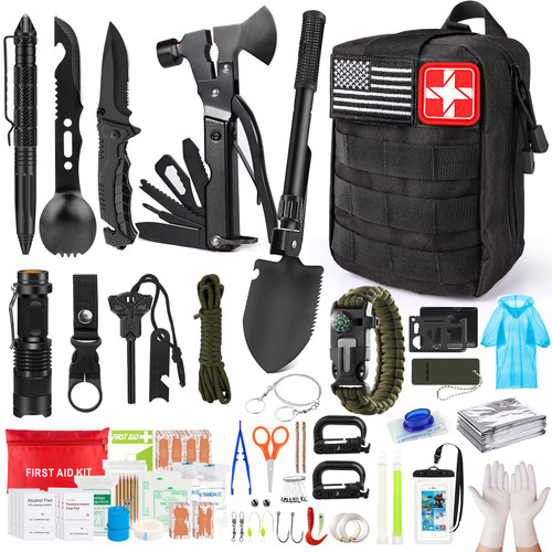 Survival Kit,222 PCS Emergency Survival Gear First Aid Kit with Molle System Compatible Bag Outdoor Camping Gear Emergency Kit for Hunting,Hiking,Fishing, Gifts for Men Women Survival Kit,222 PCS Emergency Survival Gear First Aid Kit with Molle System Compatible Bag Outdoor Camping Gear Emergency Kit for Hunting,Hiking,Fishing, Gifts for Men Women