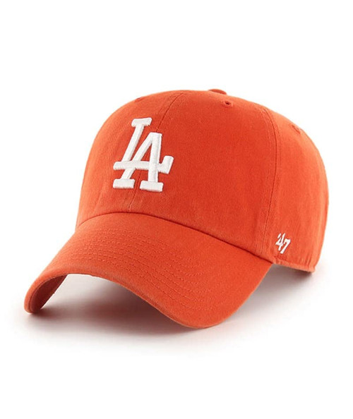 '47 Los Angeles Dodgers Hat (LA Dodgers) Mens Womens Clean Up Adjustable Baseball Cap, Orange, One Size