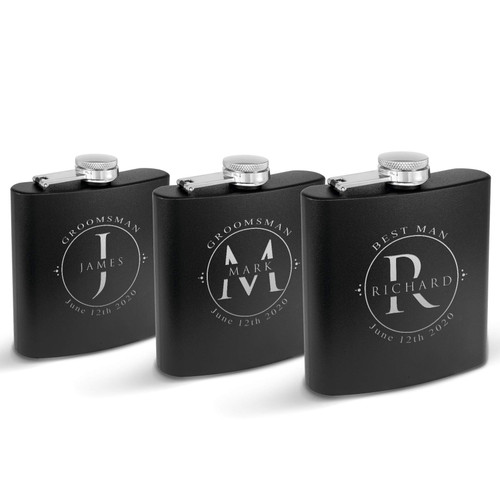 Krezy Case Groomsmen Stainless Stel Flask Set of 3, Groomsmen Customized Flask, Engraved Flask, Hip Flask, Custom Flask, Monogrammed Flask, Flask for Groomsmen,Groomsman Flask